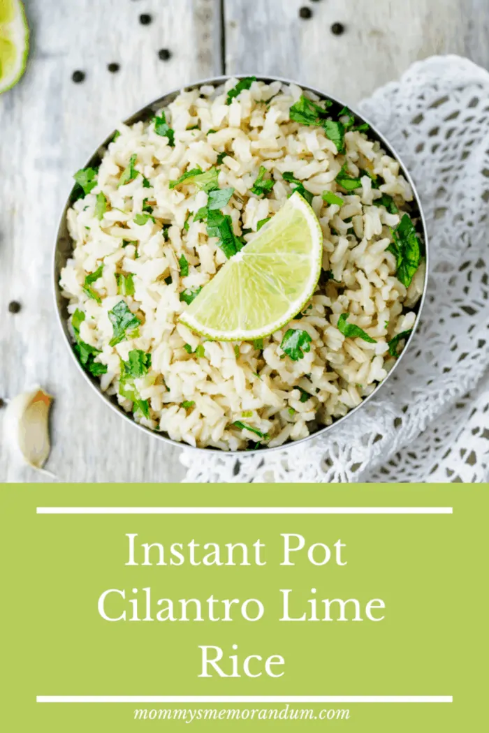 cilantro and lime rice with lime slice
