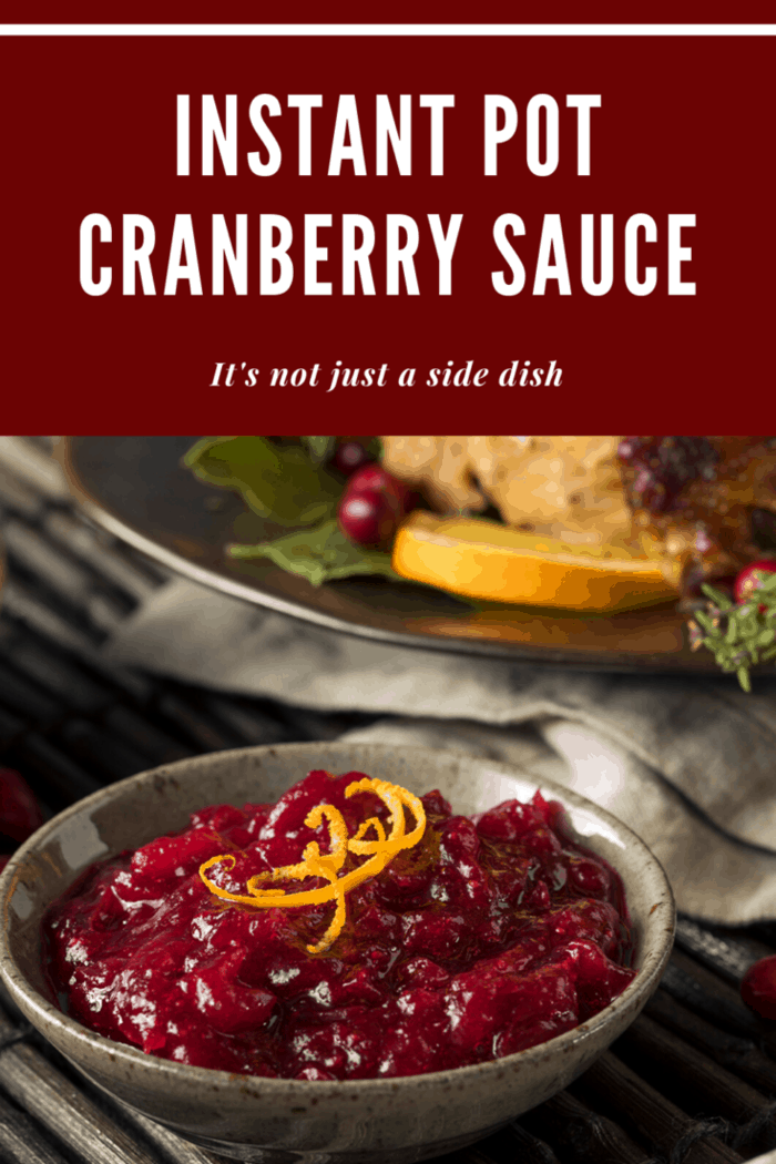 instant pot cranberry sauce with orange peel garnish
