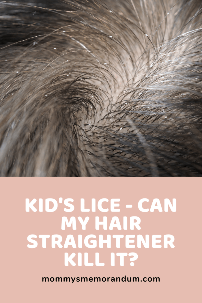 Close-up of lice in a child's hair with text asking if hair straighteners can kill lice
