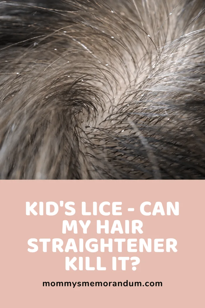 Close-up of lice in a child's hair with text asking if hair straighteners can kill lice