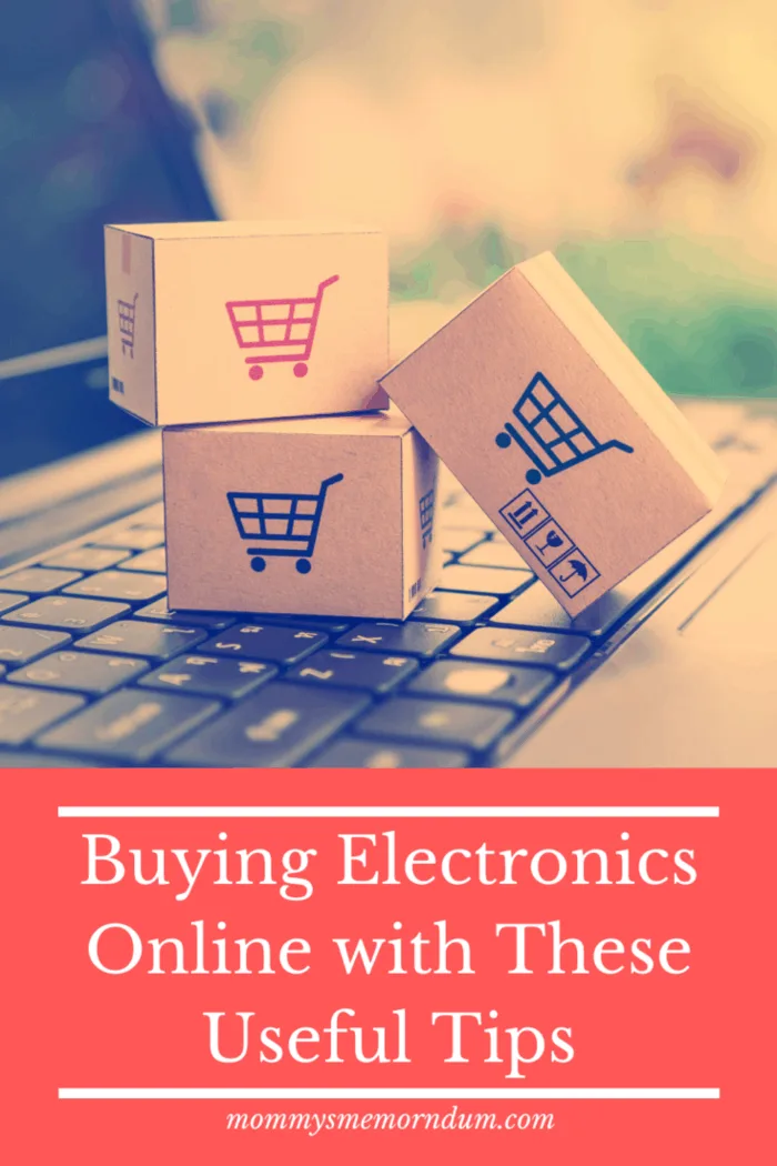 small boxes on laptop depicting buying electronics online