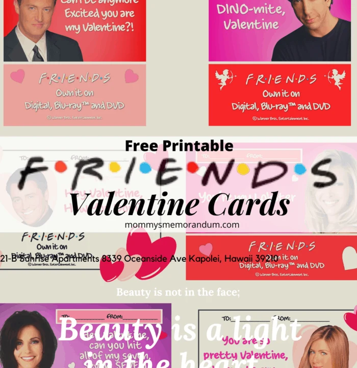 February 14th, you either love it or hate that it's Valentine's Day. For those that love it, we're honoring FRIENDS and one of TV's most lovable couple and epic circle of besties – we have everything you need to get you through the holiday with these FREE PRINTABLE FRIENDS Valentine Cards.