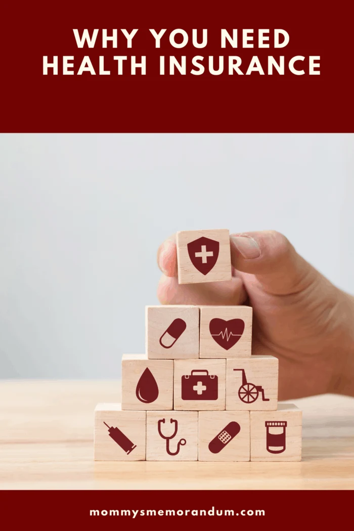 blocks with health insurance symbols.