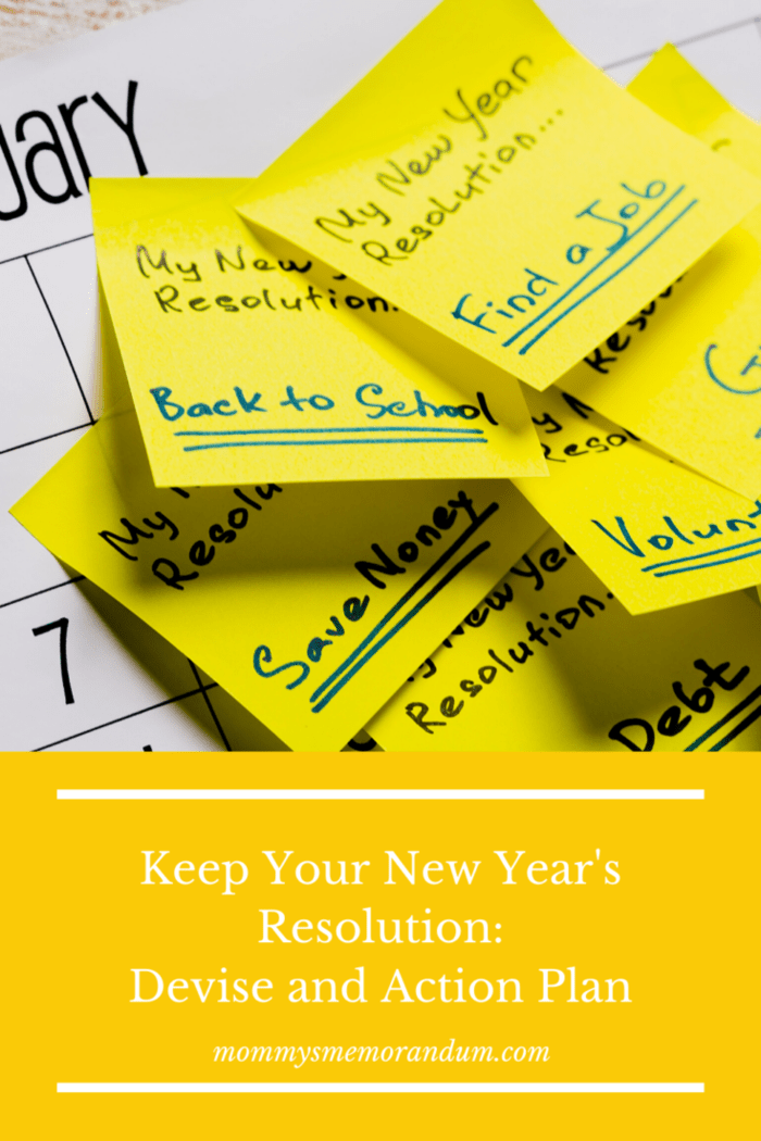 sticky notes on calendar as action plan for keeping New Year's Resolutions