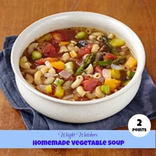 This Weight Watchers Homemade Vegetable Soup recipe is the perfect meal with hardy vegetables and a broth that is rich in flavor.