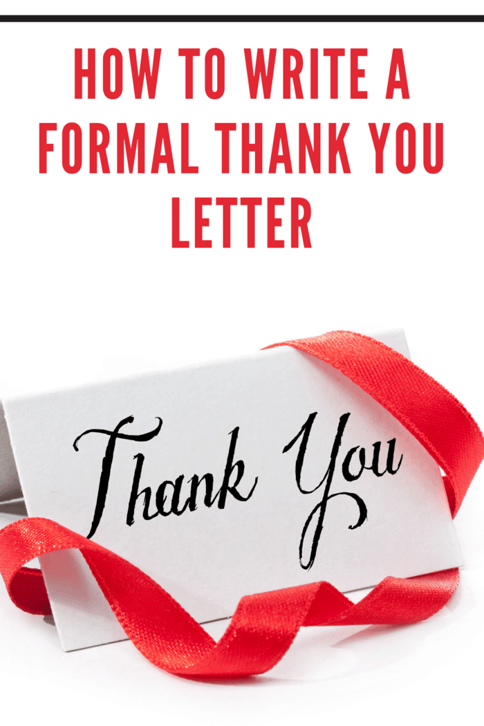 formal thank you note with red ribbon