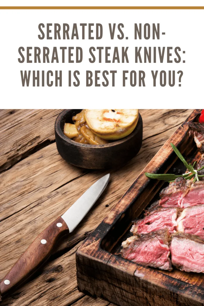 nonserrated steak knife next to sliced steak