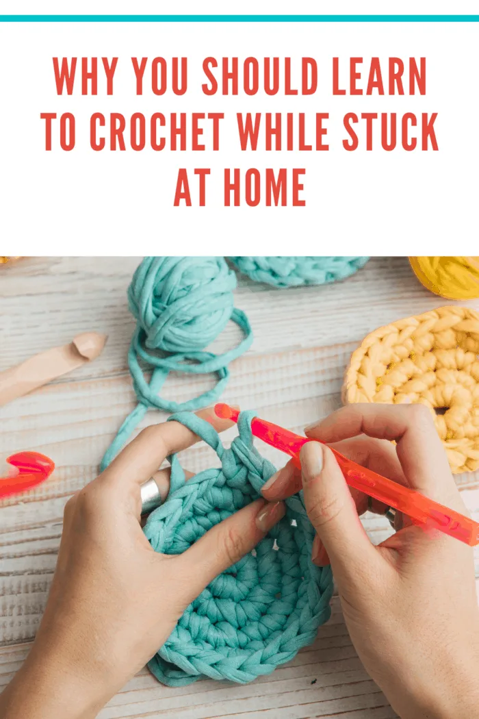 woman crocheting circle