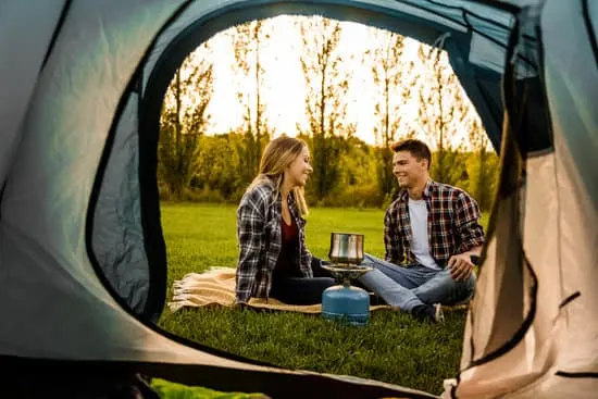 Young couple camping
