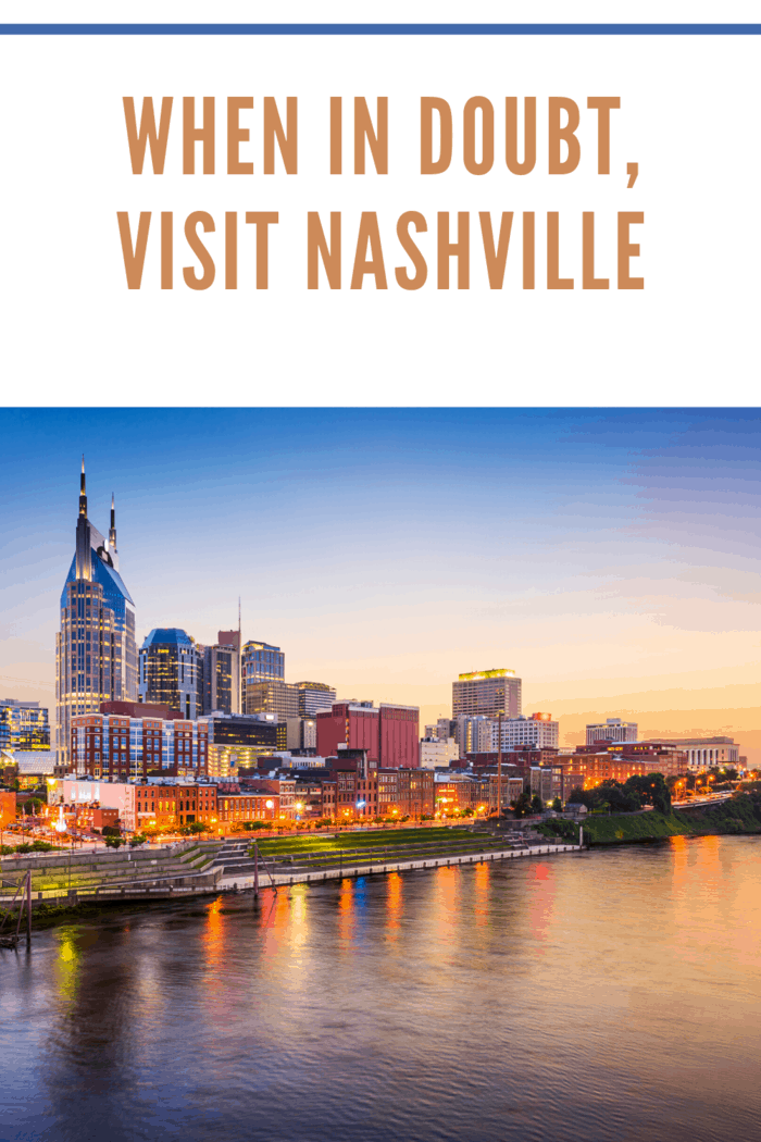 Nashville tennessee skyline with cumberland river in view