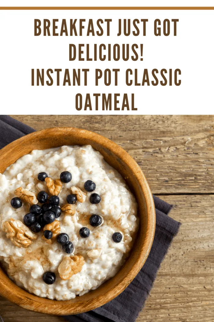 Classic Old-Fashioned Oatmeal in wooden bowl