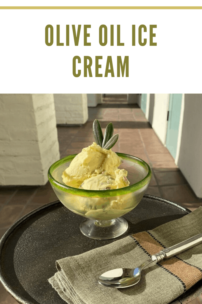 olive oil ice cream in bowl