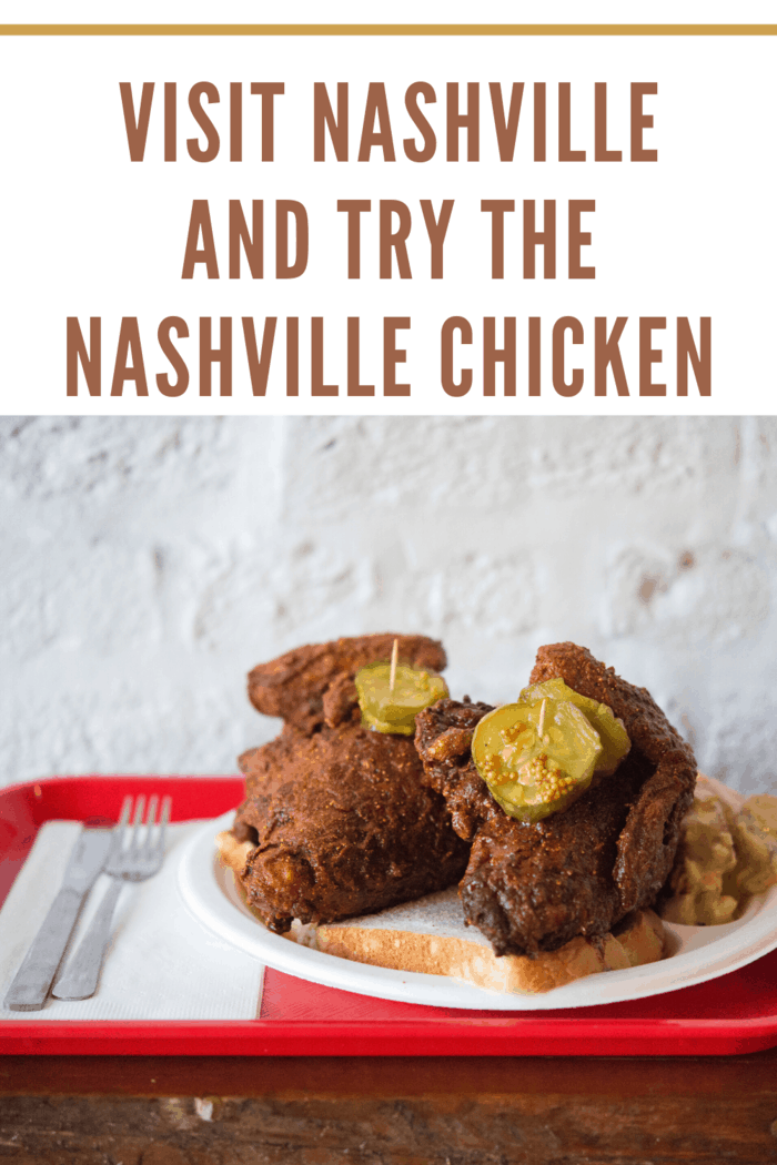 nashville chicken with pickles on plate