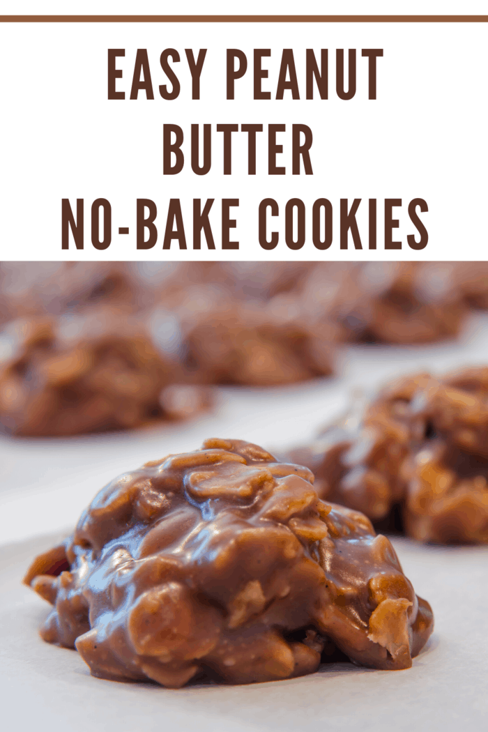 easy no bake peanut butter cookies cooling into shape