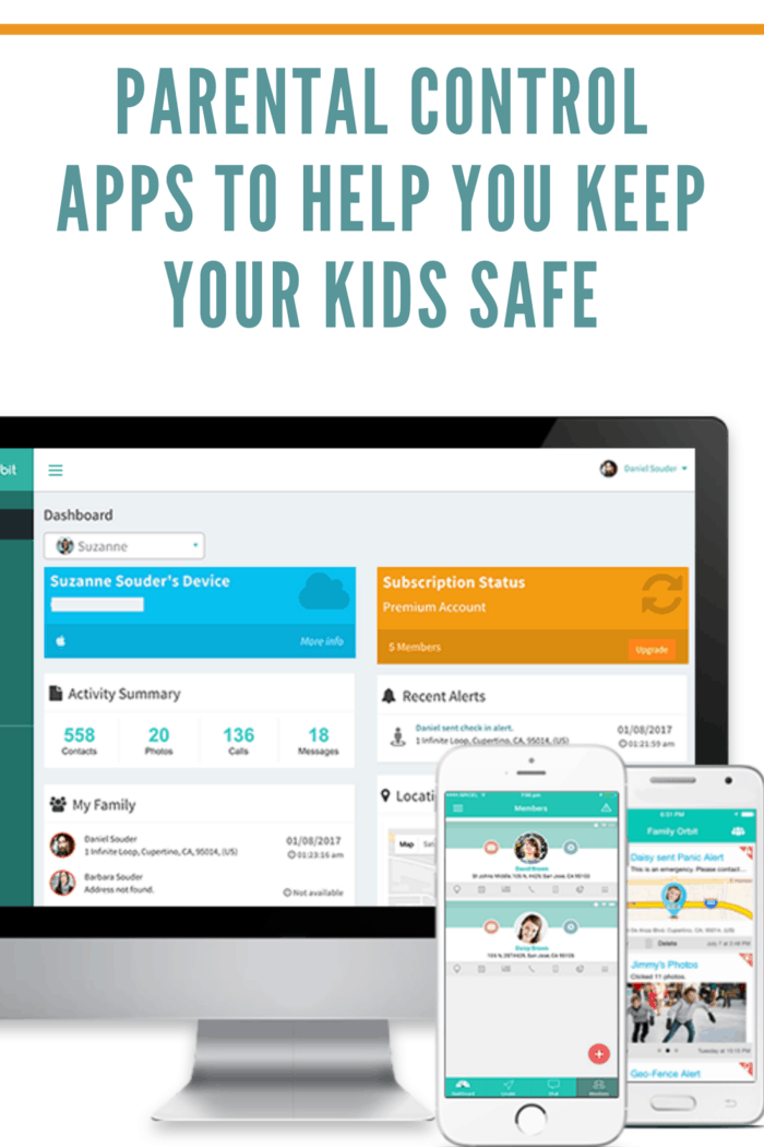 computer and mobile device with family orbit parental control app