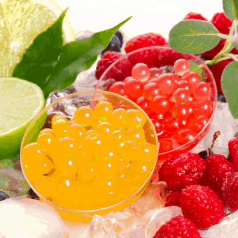 bobas for bubble tea with fresh fruits