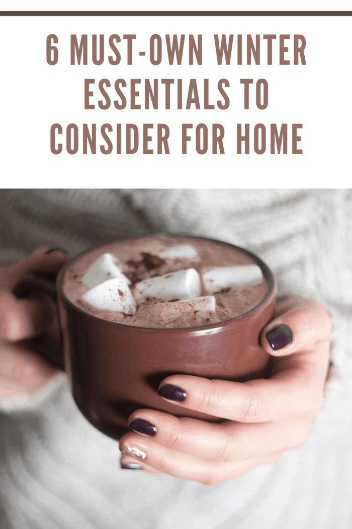 cup of hot cocoa with marshmallows in woman's hands