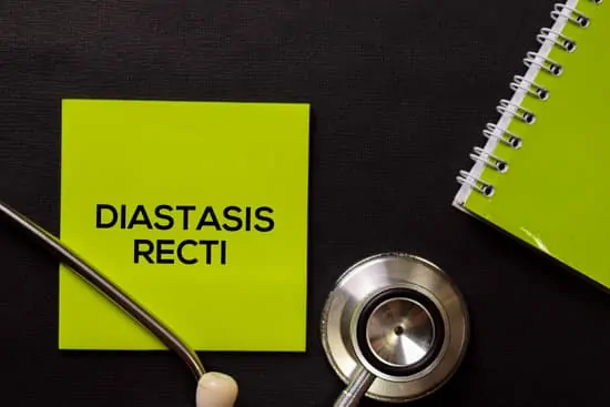 Diastasis Recti on top view black table and Healthcare/medical concept.