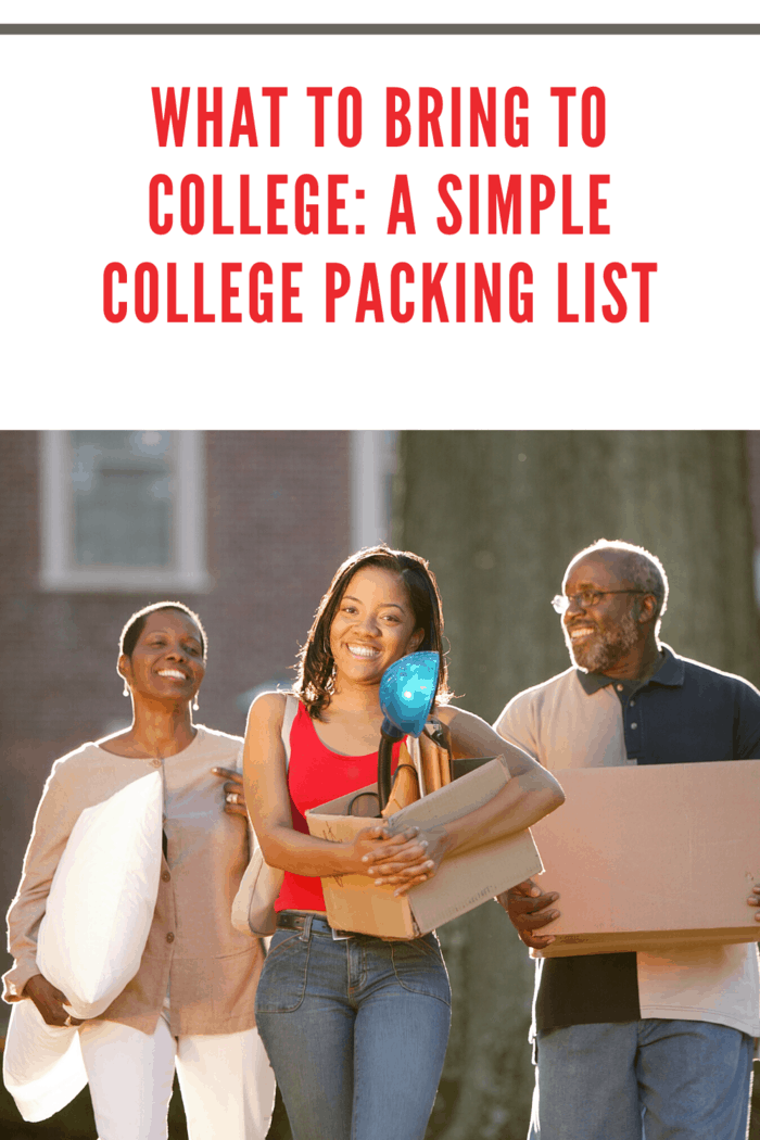 college student heading to college with parents carrying items from the simple college packing list