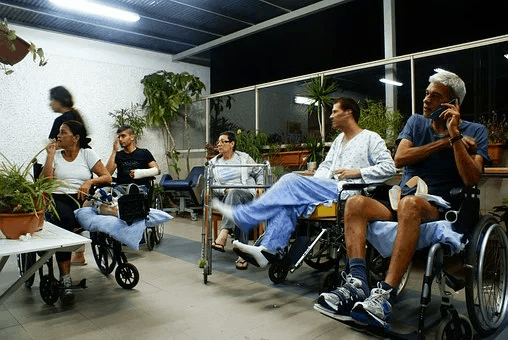 group of people in wheelchairs
