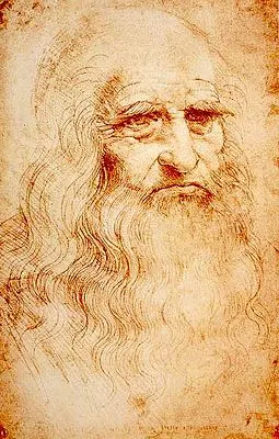 Presumed self-portrait of Leonardo (c. 1510) at the Royal Library of Turin, Italy.
