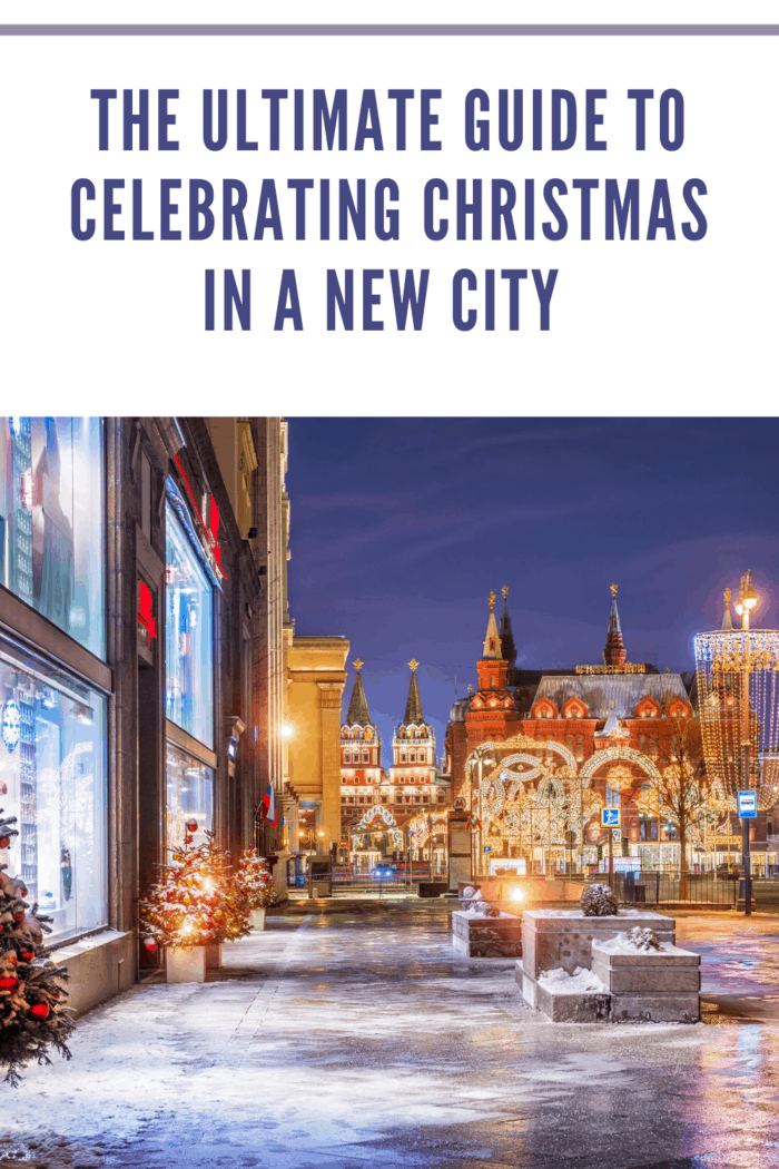 Christmas views of the city and the Manege Square and the Historical Museum from Tverskaya Street