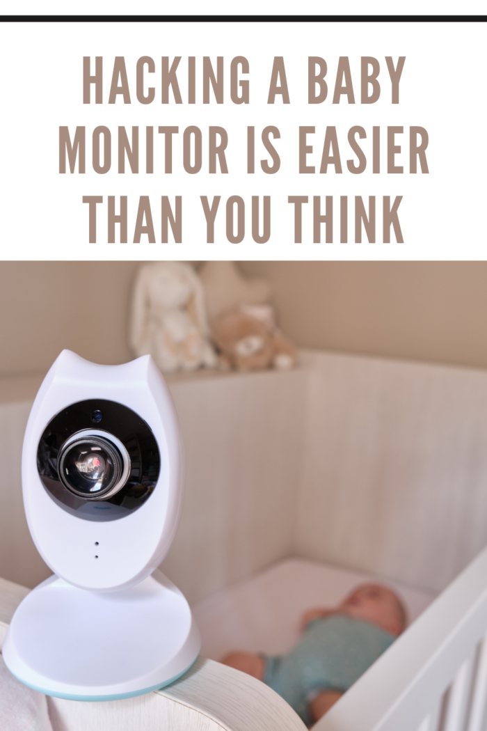 baby monitor on crib watching baby