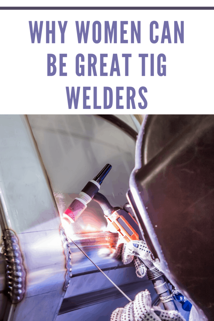 woman tig welding doing her trade