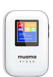 Muama Ryoko 4G Wi-Fi Router, highlighting its compact design and portability for travel and remote work