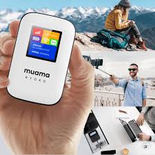 The Muama Ryoko 4G Wi-Fi Router in the palm of a hand