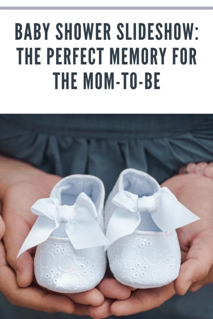 husband and wife expecting a baby, holding white baby shoes in the palm of their hands