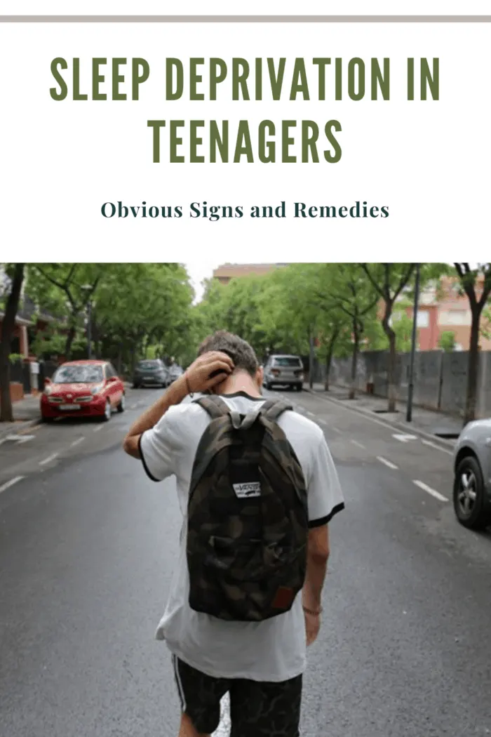 sleep deparation in teenagers represnted by teenage boy with backpack