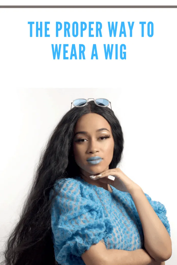 woman properly wearing wig that is long