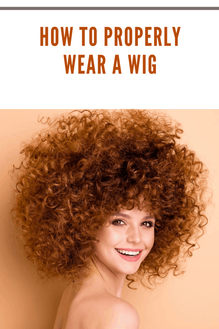 woman properly wearing wig with lots of curls