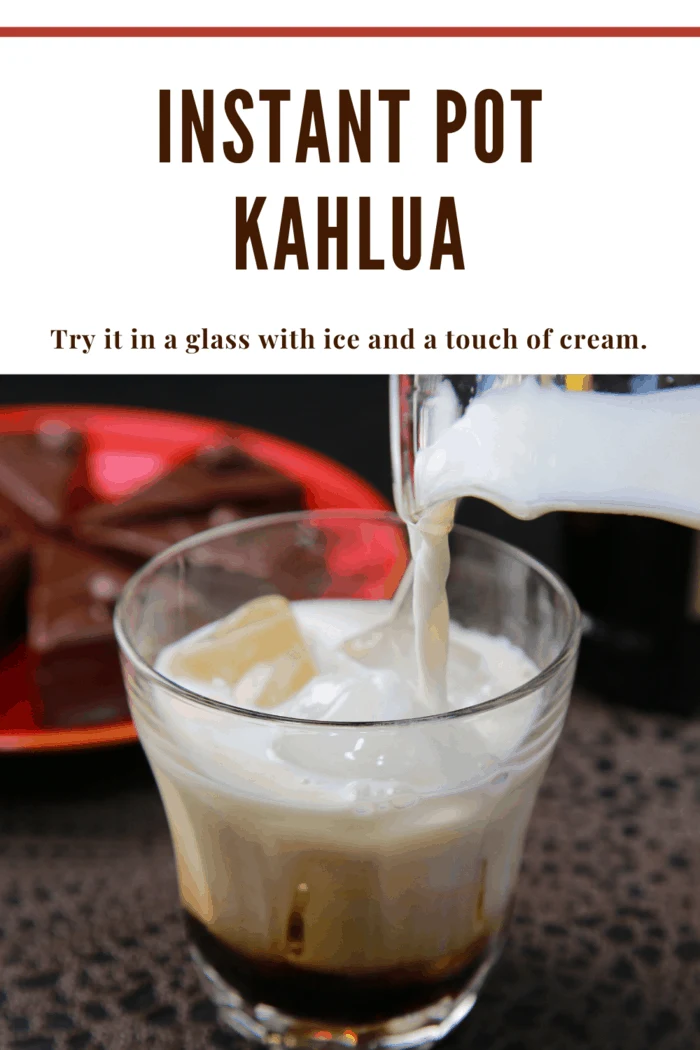 cream being poured into glass over instant pot kahlua