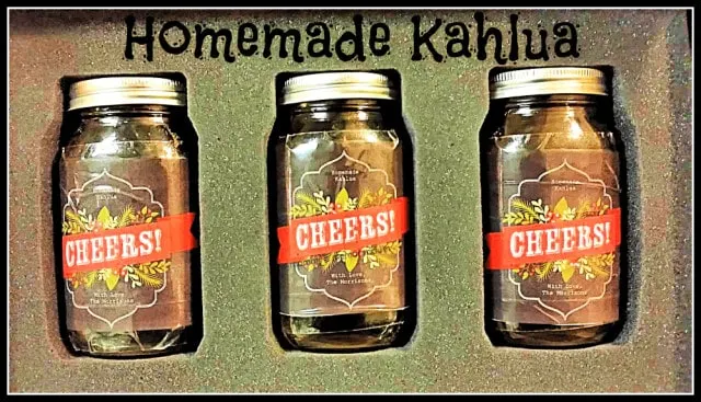 homemade instant pot Kahlua with homemade christmas label