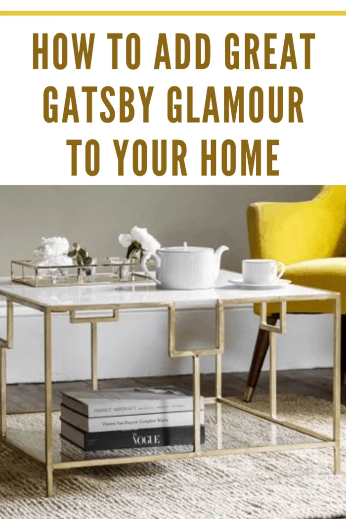 marble top coffee table with great gatsby theme art decor