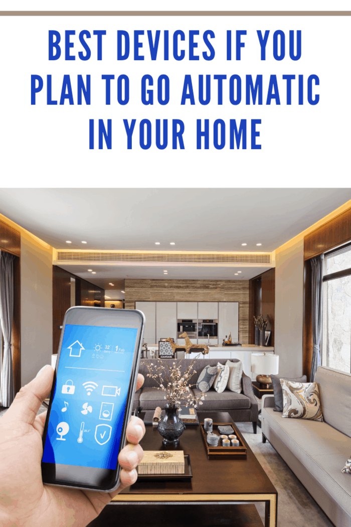smart phone with smart home and modern living room