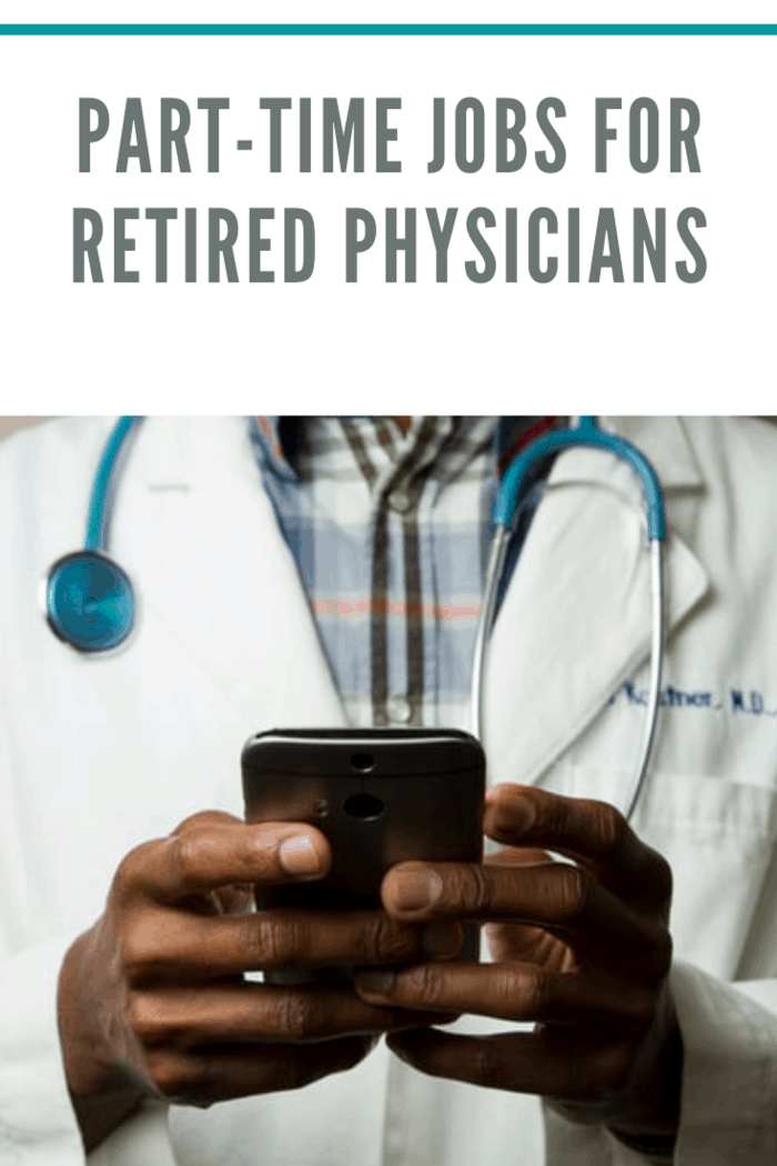 retired physician looking at smart phone