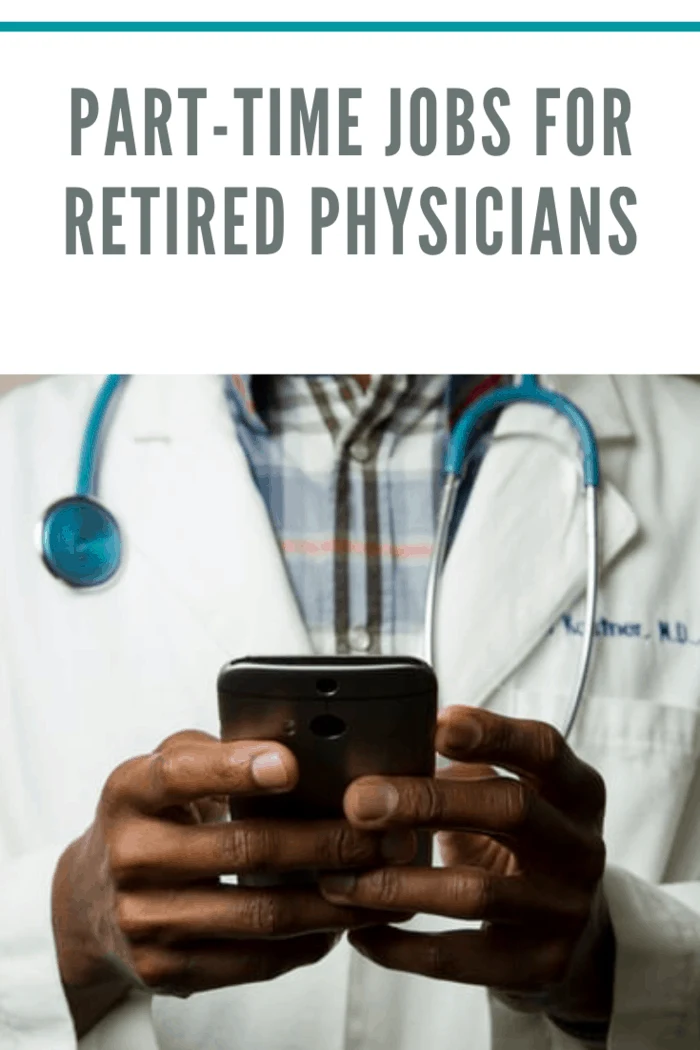 retired physician looking at smart phone