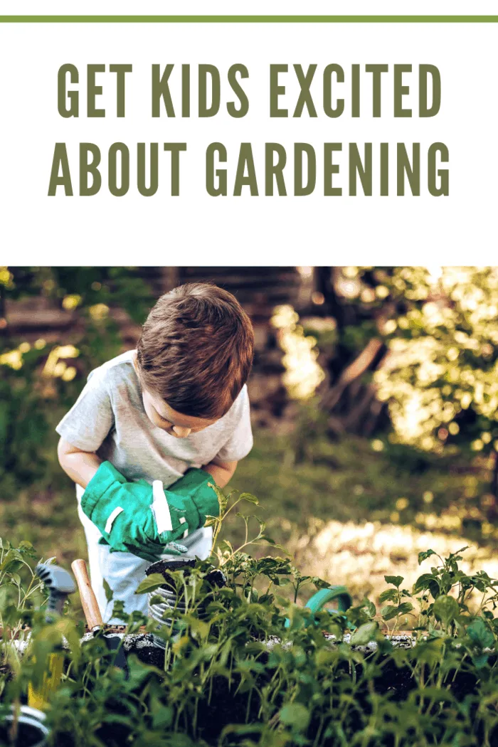 Child planting in backyard