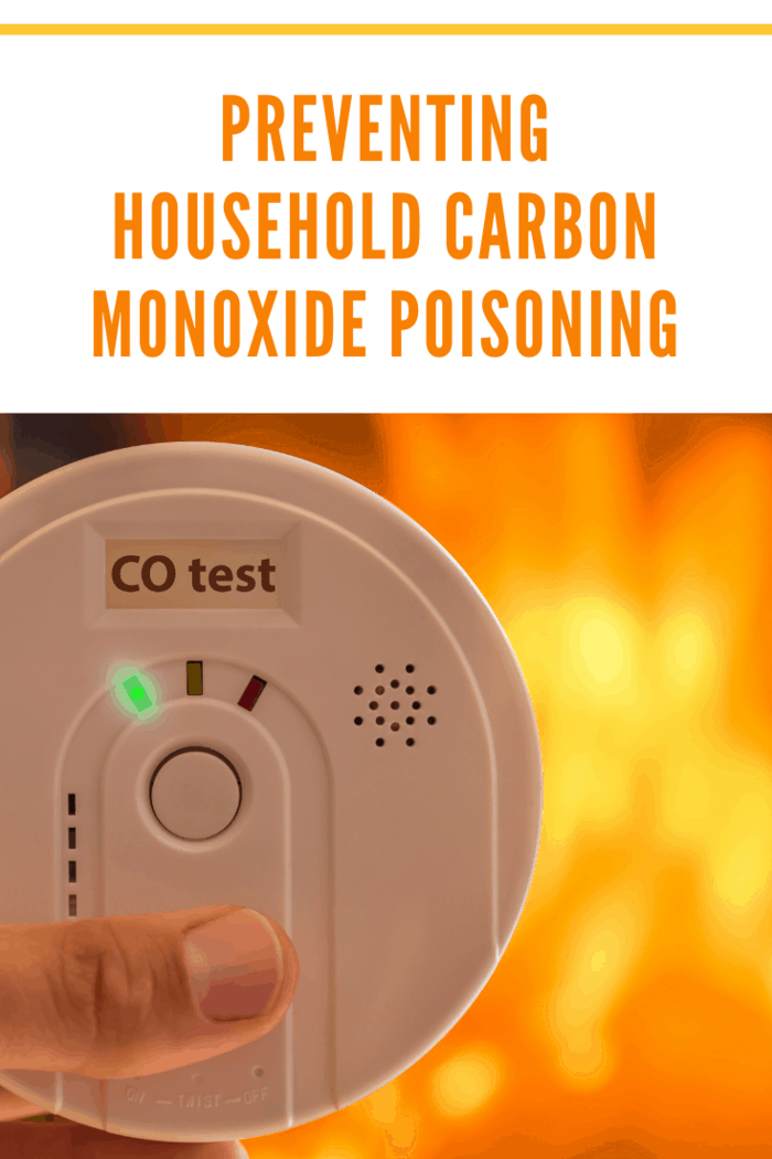 carbon monoxide poisoning alarm with fire in background