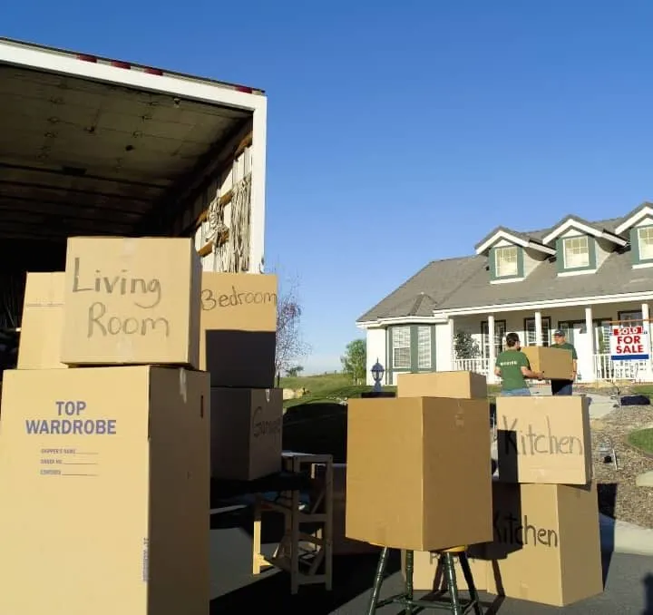 Men moving boxes
