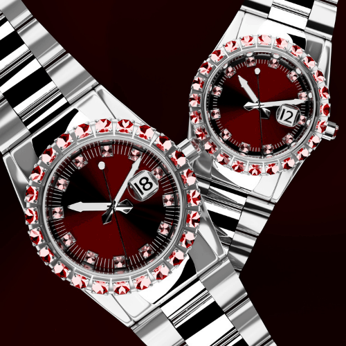 3d Jeweled luxury watches in the background 2 pcs.
