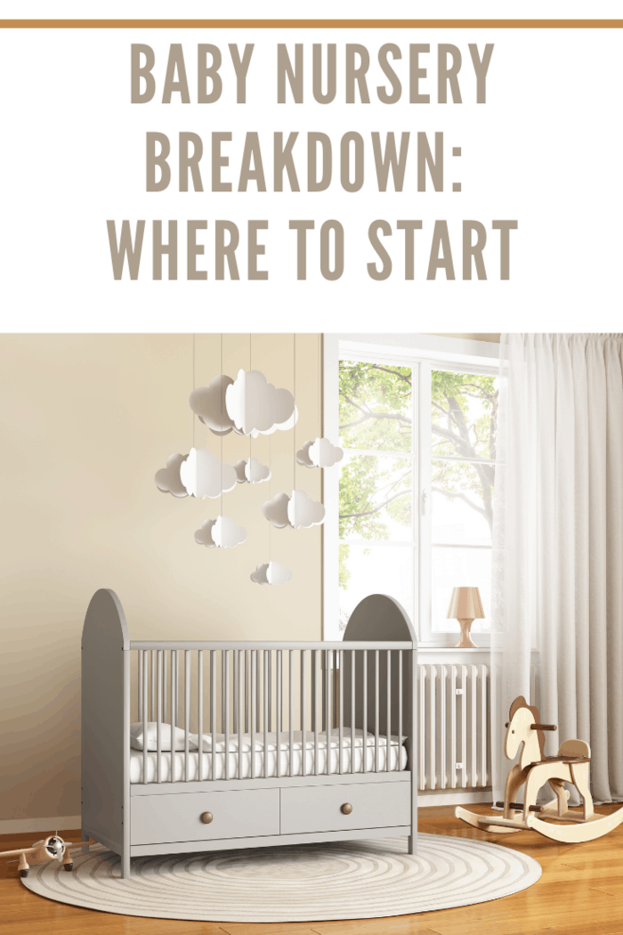 3d Rendering of a Beige and grey nursery baby room with rug