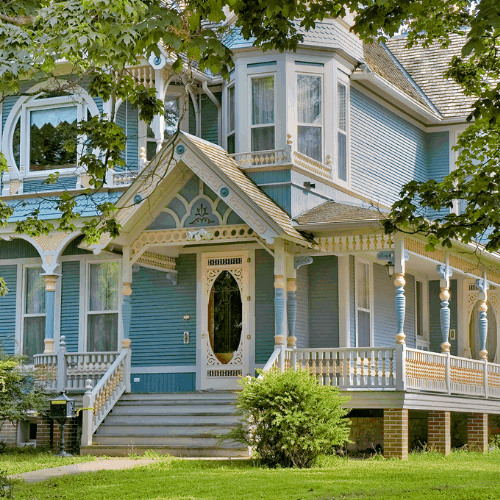 blue victorian home
