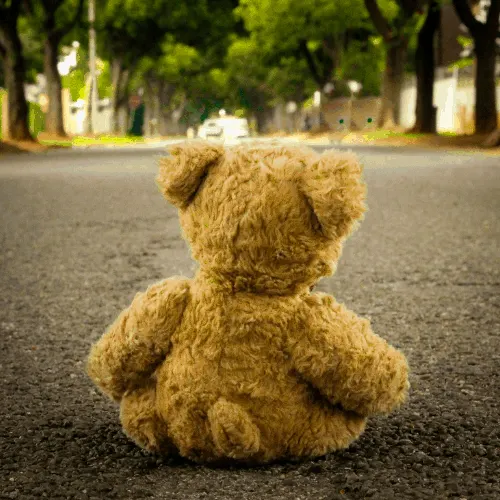 Teddy bear in the middle of the road depicting signs of sexual abuse in children