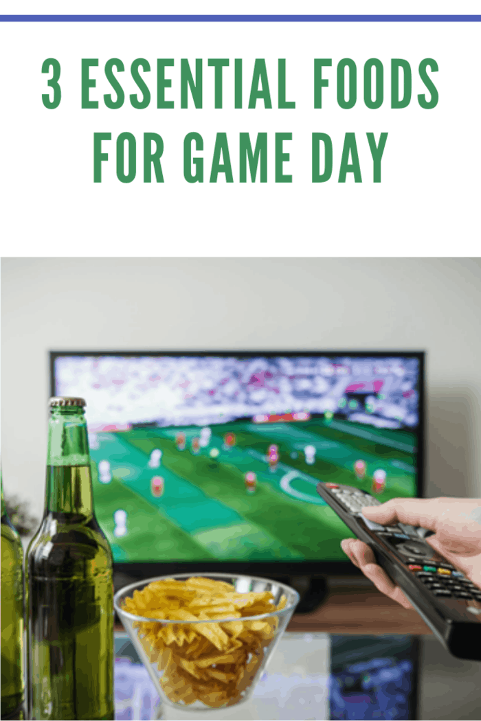 game day foods with game on tv