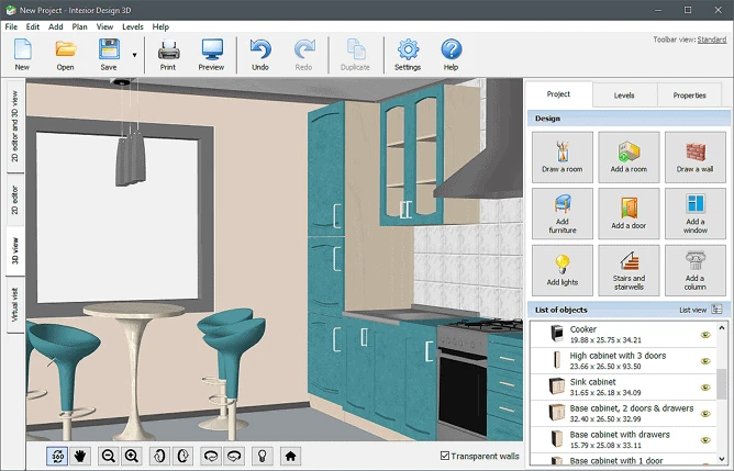 3d-interior-design-modeling of kitchen
