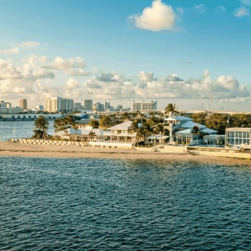 Inter-coastal waterway and cruise port in Fort Lauderdale, Florida